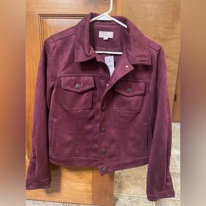 LOFT women’s suede maroon jacket size small